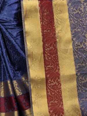 floral zari motif banarasi saree with blouse - 15728868 - Standard Image - 4