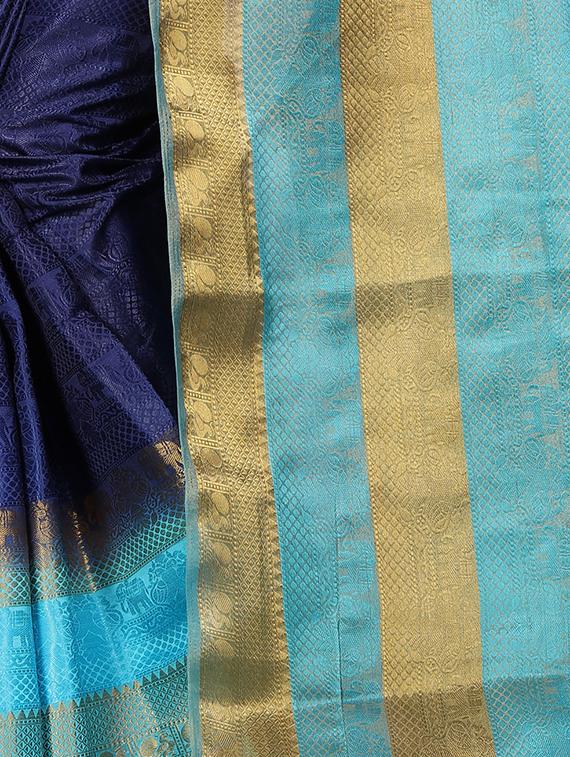 tonal zari border banarasi saree with blouse - 15728871 - Zoom Image - 4