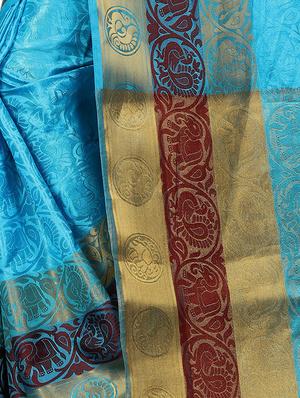 conversational zari motif banarasi saree with blouse - 15728877 - Standard Image - 4