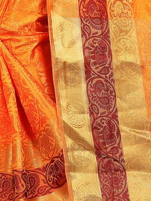 conversational zari motif banarasi saree with blouse - 15728879 - Standard Image - 4