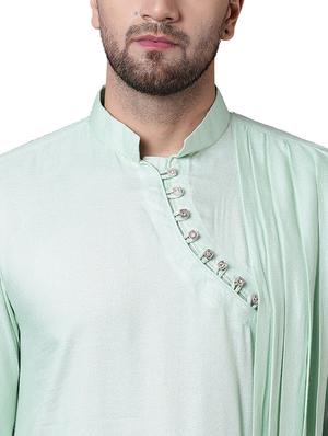 green rayon long kurta - 15729276 - Standard Image - 4