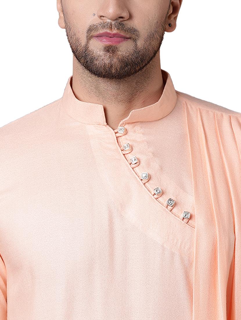 orange rayon long kurta - 15729277 - Zoom Image - 4