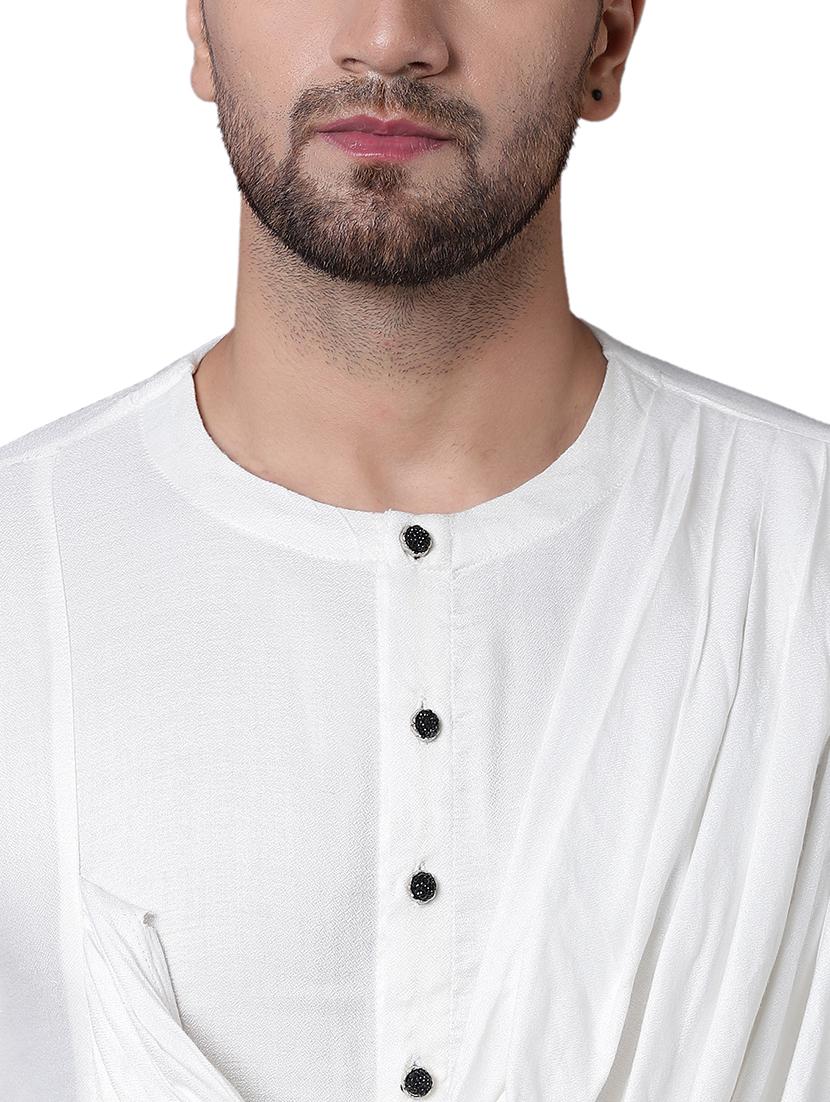 white rayon long kurta - 15729295 - Zoom Image - 4