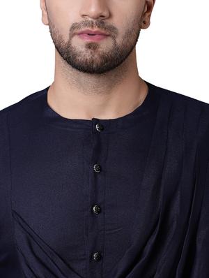 navy blue rayon long kurta - 15729296 - Standard Image - 4
