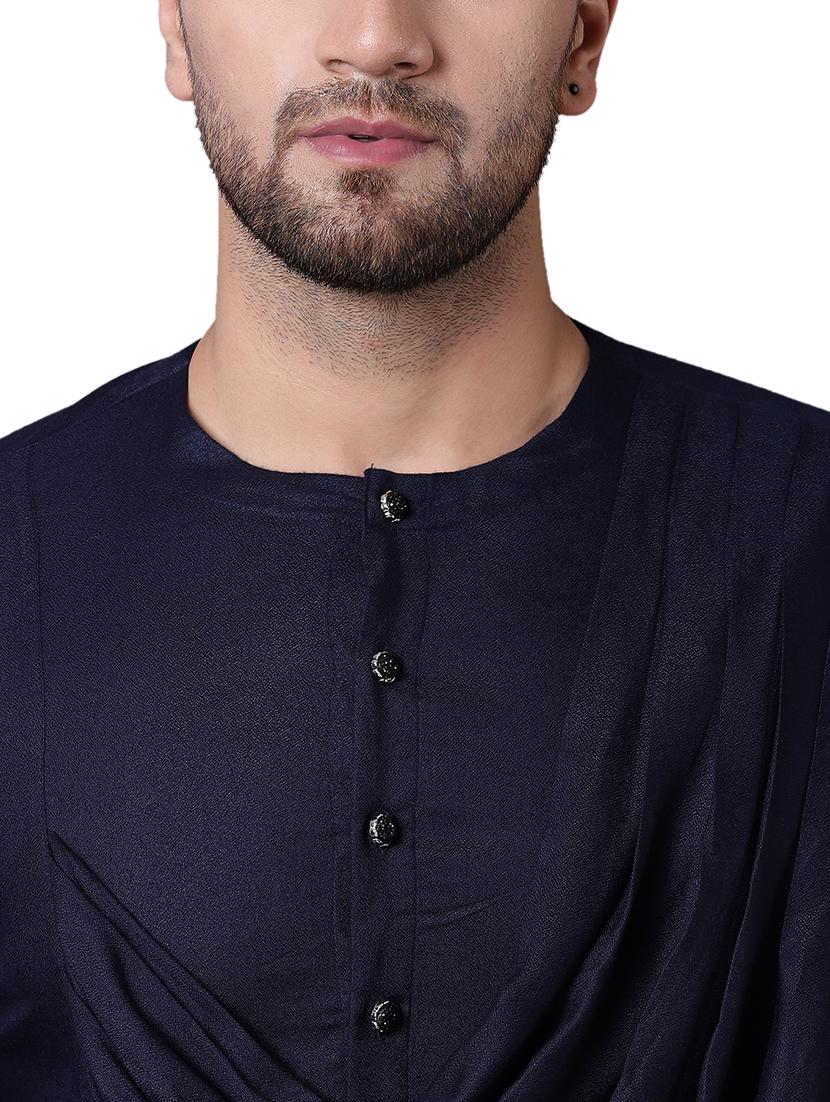 navy blue rayon long kurta - 15729296 - Zoom Image - 4
