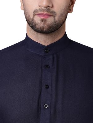 navy blue rayon long kurta - 15729299 - Standard Image - 4