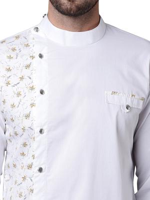 white cotton long kurta - 15729303 - Standard Image - 4