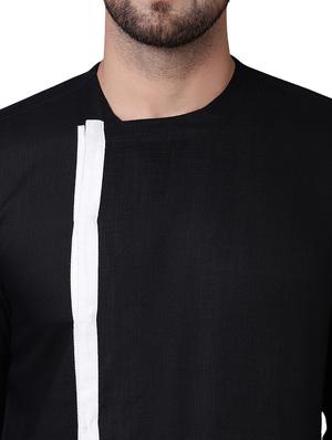 black rayon asymmetric kurta - 15729307 - Standard Image - 4