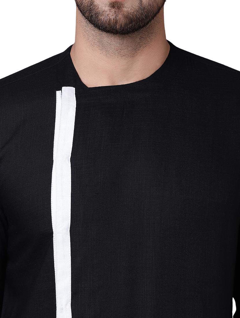 black rayon asymmetric kurta - 15729307 - Zoom Image - 4
