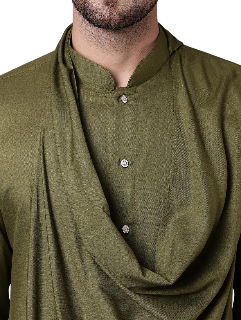 green rayon long kurta - 15729309 - Zoom Image - 4
