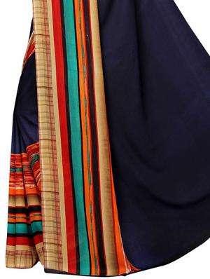 striped printed border saree with blouse - 15729576 - Standard Image - 4