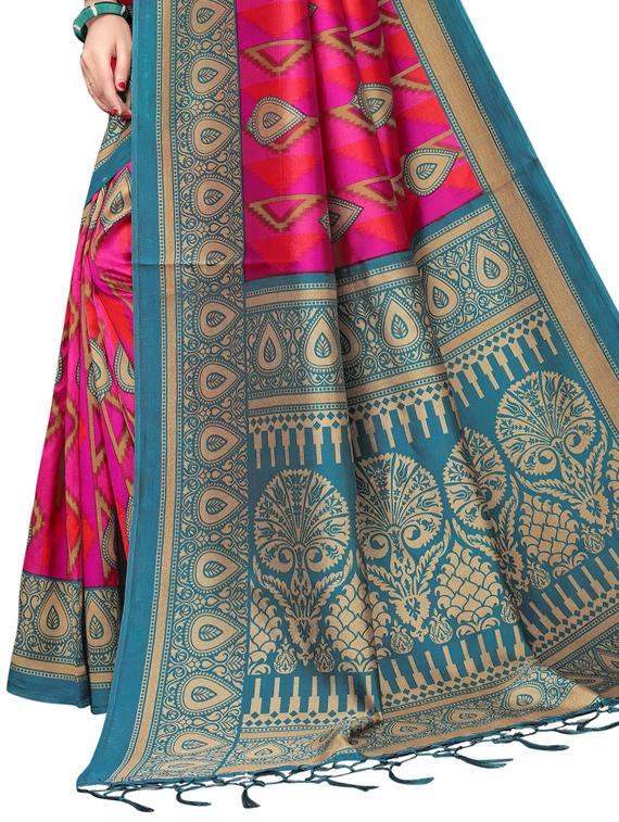 geometrical printed saree with blouse - 15729583 - Zoom Image - 4