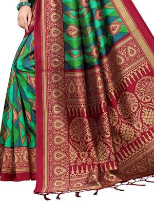 geometrical printed saree with blouse - 15729584 - Standard Image - 4