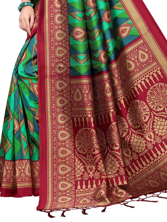 geometrical printed saree with blouse - 15729584 - Zoom Image - 4