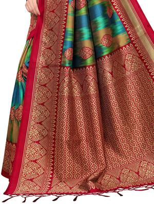 geometrical printed saree with blouse - 15729585 - Standard Image - 4