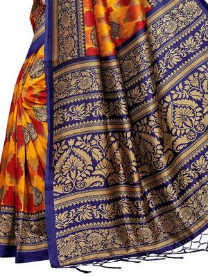 contrast border printed saree with blouse - 15729587 - Standard Image - 4
