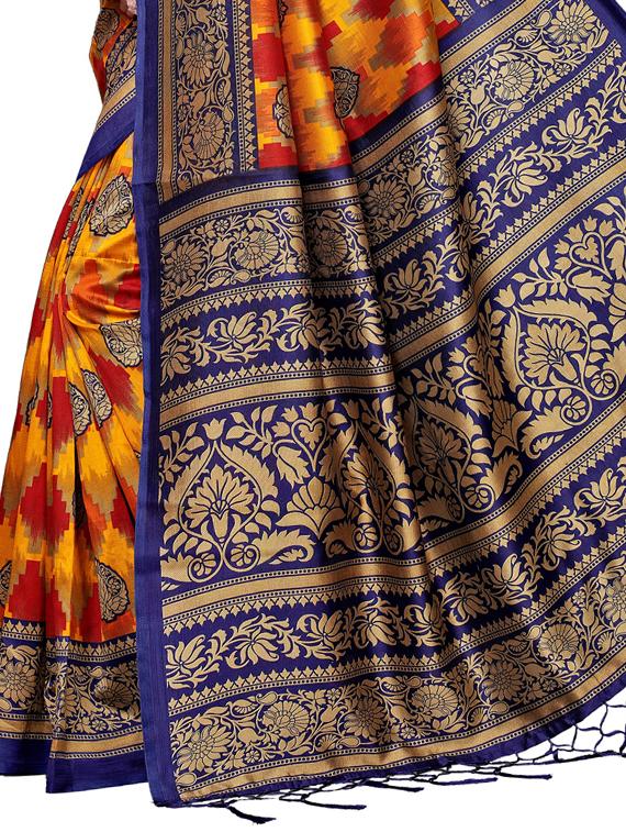contrast border printed saree with blouse - 15729587 - Zoom Image - 4