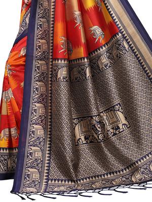 conversational printed saree with blouse - 15729592 - Standard Image - 4