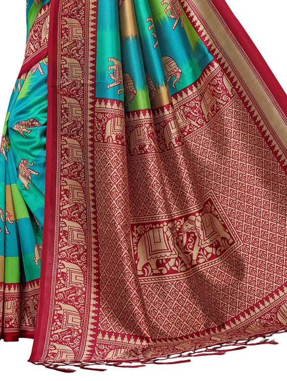 conversational printed saree with blouse - 15729595 - Zoom Image - 4