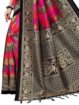 conversational printed saree with blouse - 15729597 - Standard Image - 4