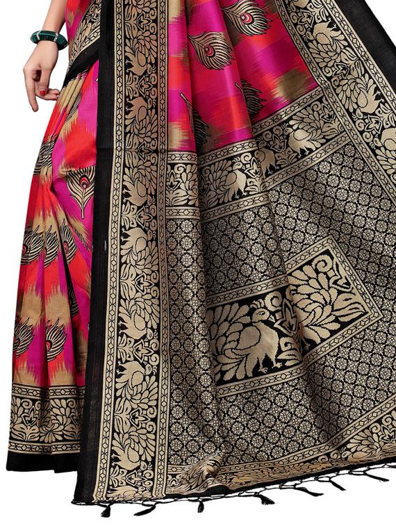 conversational printed saree with blouse - 15729597 - Zoom Image - 4