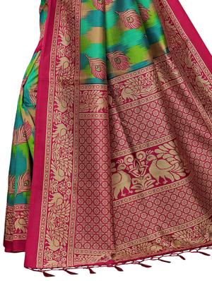 conversational printed saree with blouse - 15729598 - Standard Image - 4