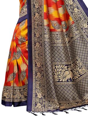 conversational printed saree with blouse - 15729599 - Standard Image - 4