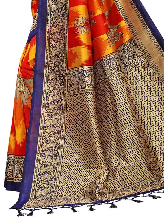 conversational printed saree with blouse - 15729601 - Zoom Image - 4
