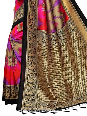 conversational printed saree with blouse - 15729603 - Standard Image - 4