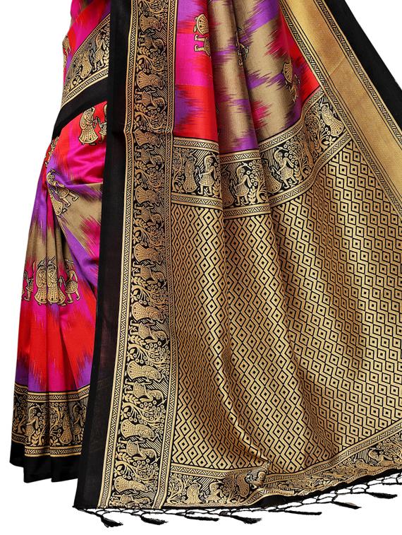 conversational printed saree with blouse - 15729603 - Zoom Image - 4