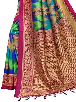 conversational printed saree with blouse - 15729604 - Standard Image - 4