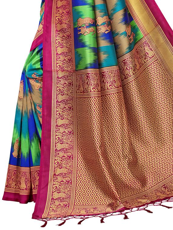 conversational printed saree with blouse - 15729604 - Zoom Image - 4