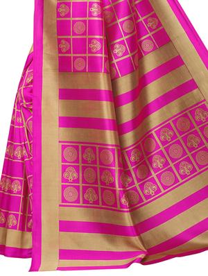 checkered printed saree with blouse - 15729605 - Standard Image - 4