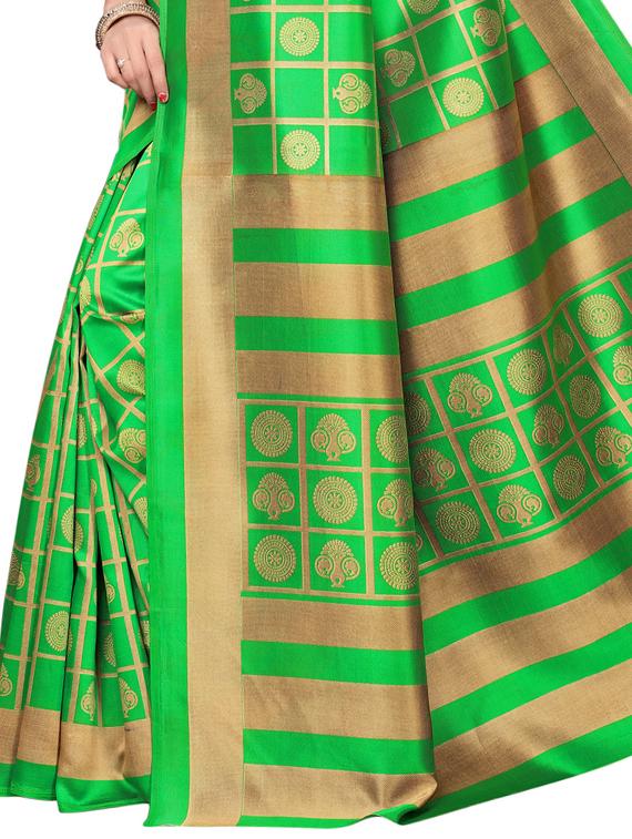 checkered printed saree with blouse - 15729606 - Zoom Image - 4