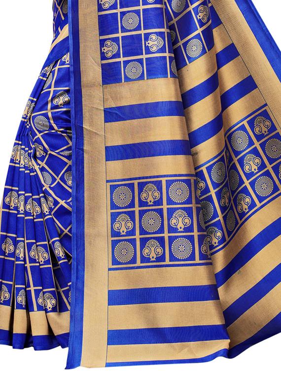 checkered printed saree with blouse - 15729607 - Zoom Image - 4