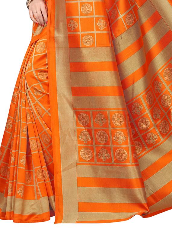 checks printed saree with blouse - 15729614 - Zoom Image - 4