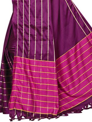 striped bordered saree with blouse - 15729623 - Standard Image - 4