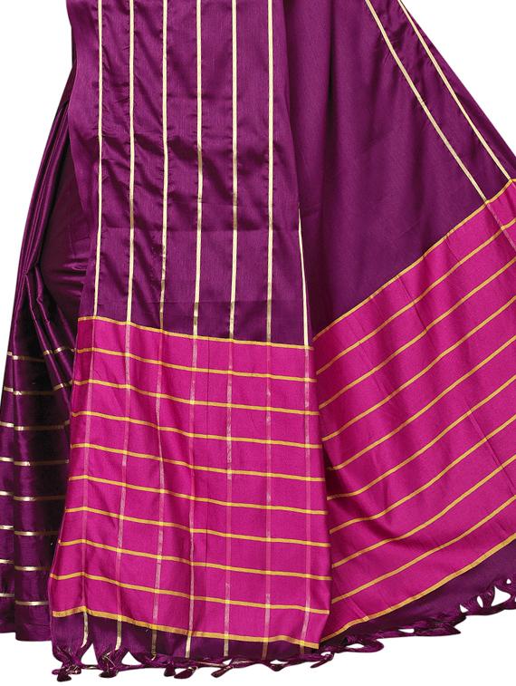 striped bordered saree with blouse - 15729623 - Zoom Image - 4