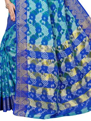 floral woven saree with blouse - 15729625 - Standard Image - 4