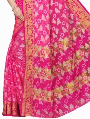 floral woven saree with blouse - 15729629 - Standard Image - 4
