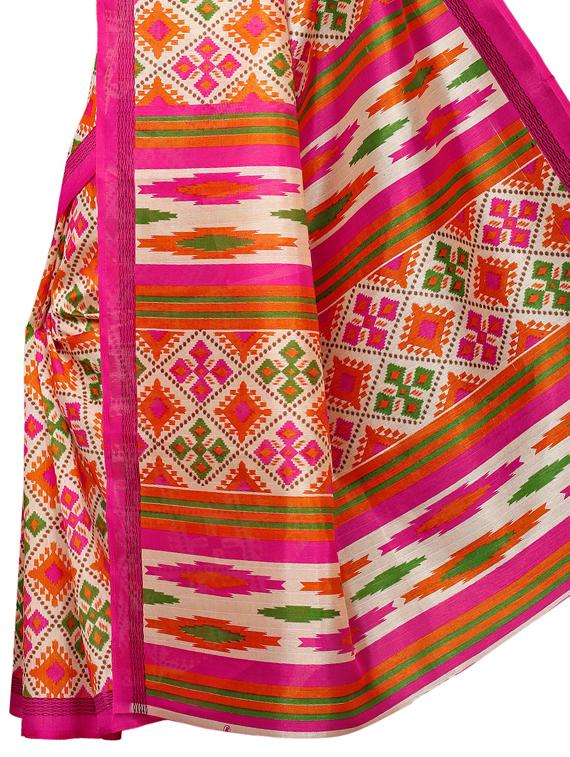 geometrical bhagalpuri saree with blouse - 15729652 - Zoom Image - 4