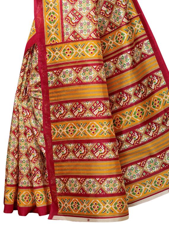 geometrical bhagalpuri saree with blouse - 15729654 - Zoom Image - 4