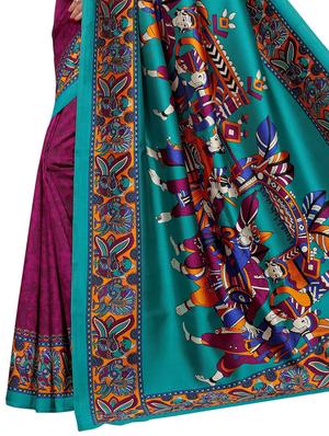 kalamkari printed saree with blouse - 15729656 - Standard Image - 4