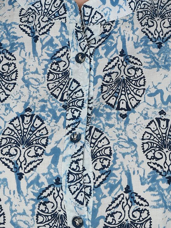 Block print slit a-line ethnic dress - 15729685 - Zoom Image - 4