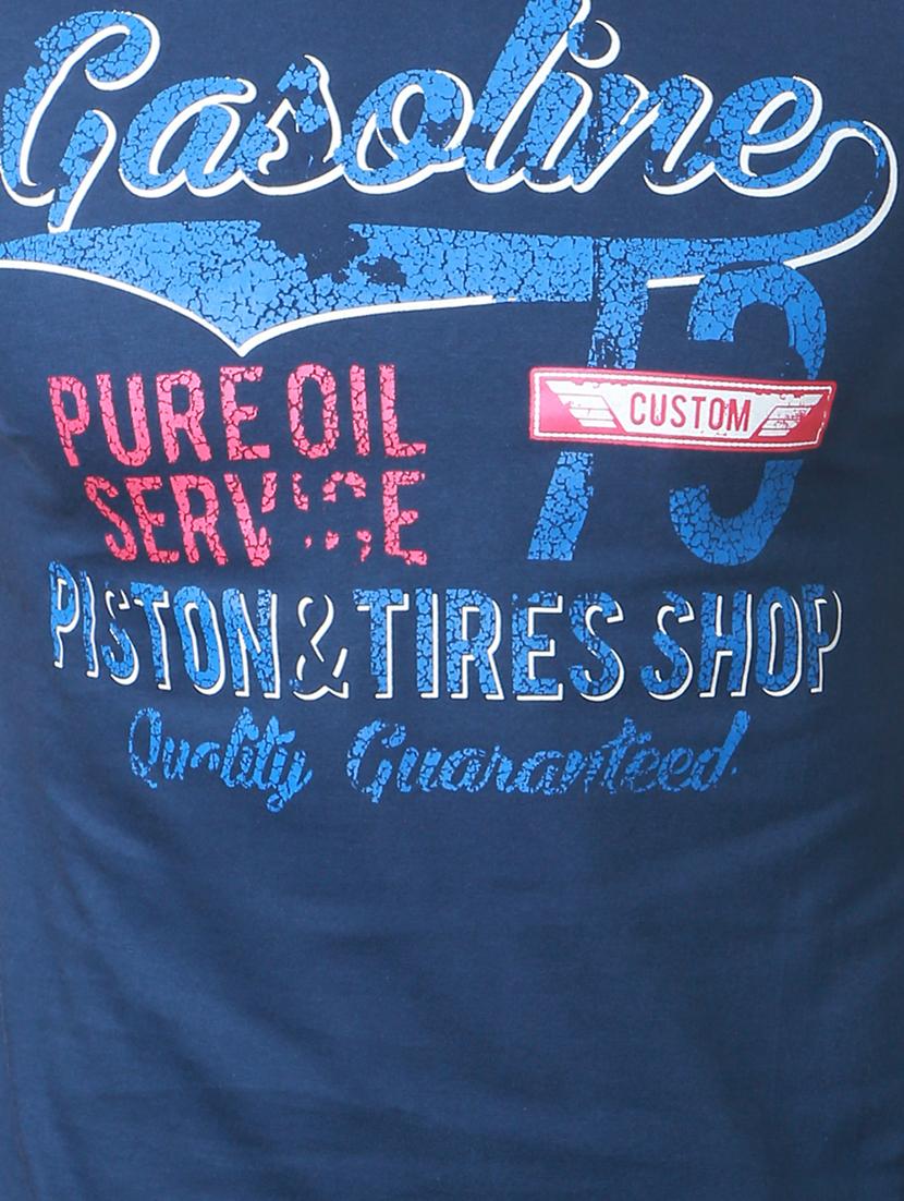 blue cotton chest print t-shirt - 15729918 - Zoom Image - 4