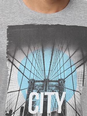 grey cotton chest print t-shirt - 15729936 - Standard Image - 4