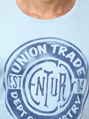 blue cotton chest print t-shirt - 15729941 - Standard Image - 4