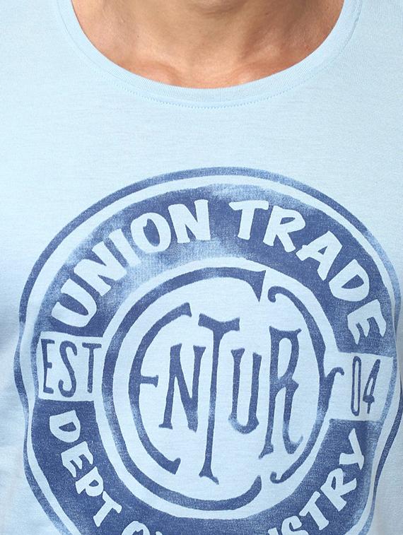 blue cotton chest print t-shirt - 15729941 - Zoom Image - 4