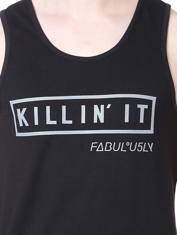 black cotton chest print t-shirt - 15729944 - Zoom Image - 4