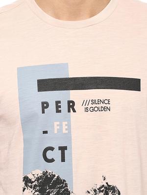 peach cotton chest print t-shirt - 15729946 - Standard Image - 4